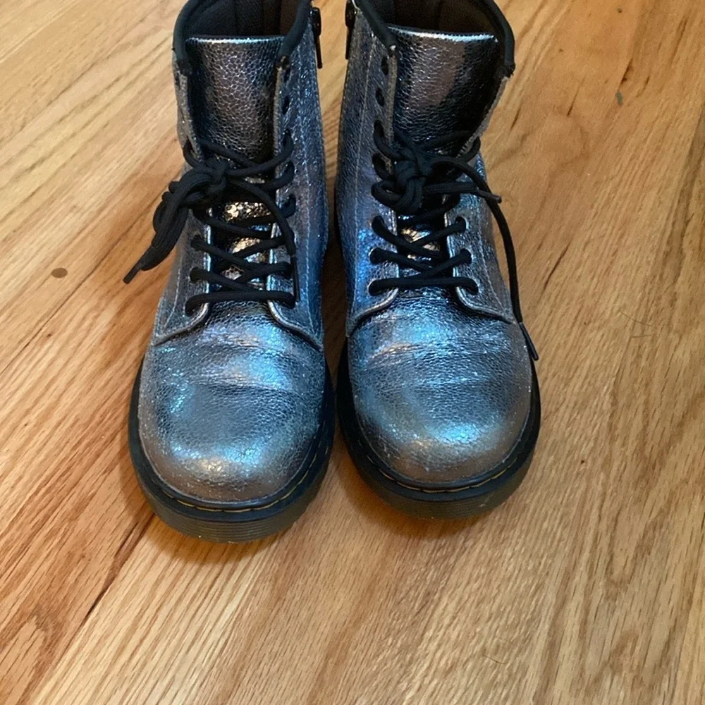 Dr. Martens Blue Metallic 1460 Kids Boots